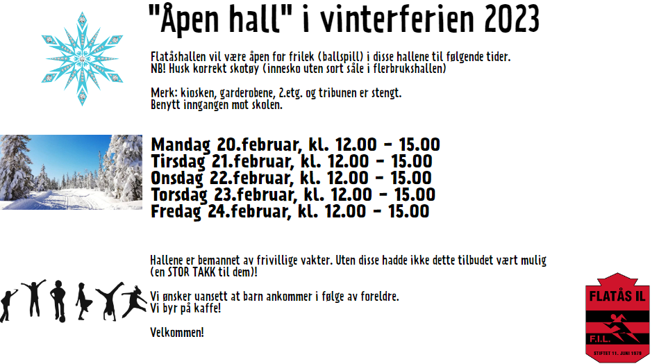 Åpen hall i vinterferien!