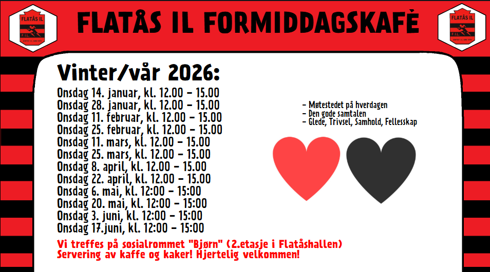 Formiddagskafeens åpningstider våren 2026